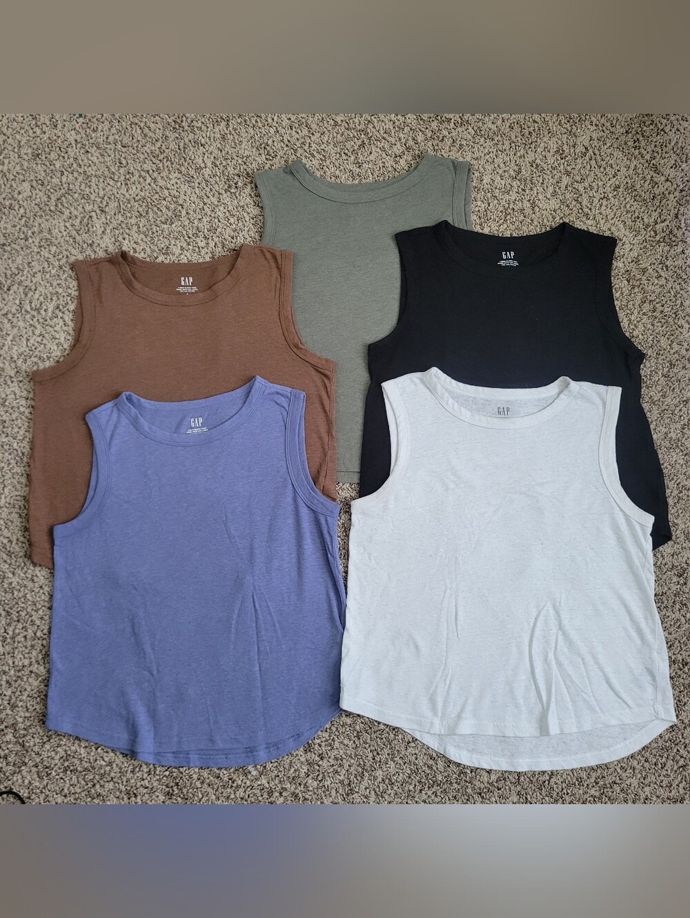 Gap Bundle Set Lot Tank Top Shirt Linen Blend Black Brown Blue White Green Small